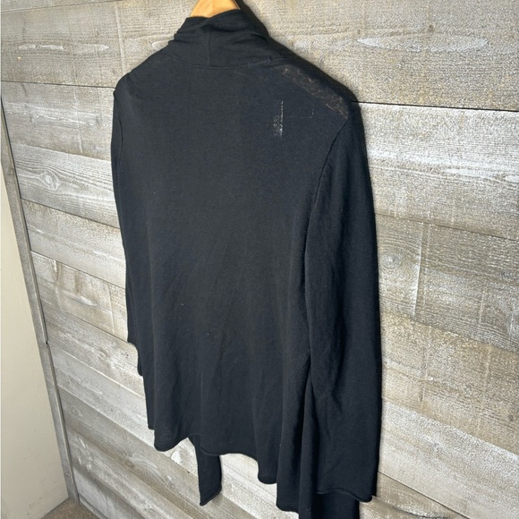 Peruvian Connection black linen pima cotton blend drape sweater cardigan XS - Picture 2 of 4